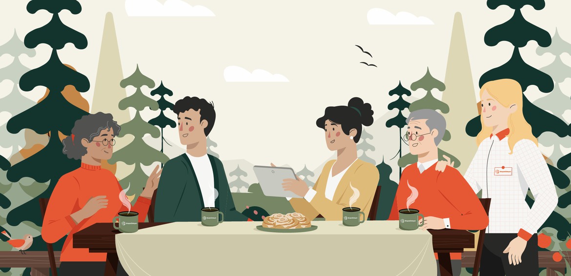 Illustration skogsägande familj